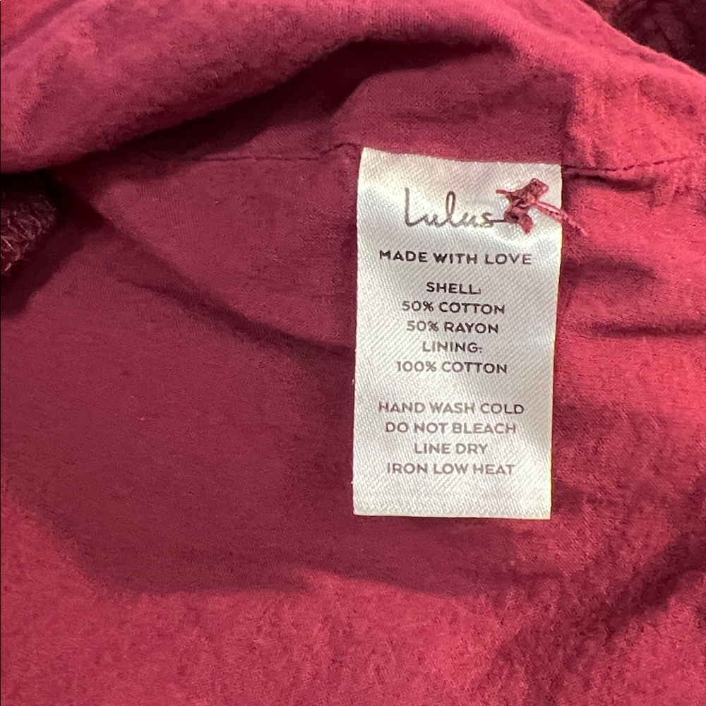 LULUS Autumn Adoration Wine Red Plaid Long Sleeve Dress With Pockets Size Small - Picture 10 of 10